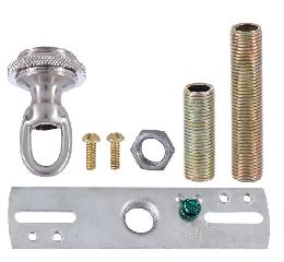 Ceiling Canopy Mounting Hardware Kit with Cast Brass Screw Collar Loop, Satin Nickel Finish