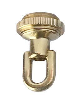 1 3/4" ht. Brass Screw Collar Loop, Tap 1/4F, Polished and Lacquered Finish