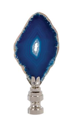 Natural Blue Agate Stone Lamp Finial w/Nickel Base, 2.5"~3.5" ht.