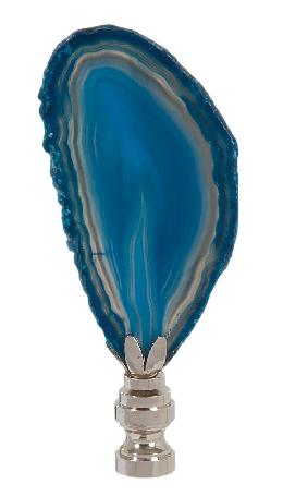 Natural Blue/Green Agate Stone Lamp Finial w/Nickel Base, 2.5"~3.5" ht.