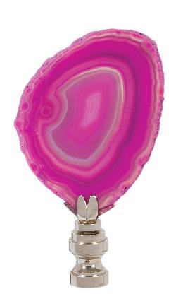 Natural Pink Agate Stone Lamp Finial w/Nickel Base, 2.5"~3.5" ht.