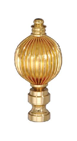 2 1/2" Polished Brass Reeded Finial