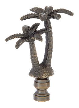 Swaying Palm Trees Design, Cast Metal Finial, Antique Brass Finish