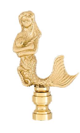 Mermaid Design, Solid Brass Finial, Brass Finish