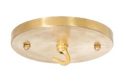 5-1/4" Diameter Unfinished Brass Canopy with Mounting Hardware and Small Hook, 1/8 IP Slip 