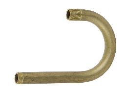 3.45" Long J-shaped Unfinished Brass Bent Arm, 1/8M x 1/8M