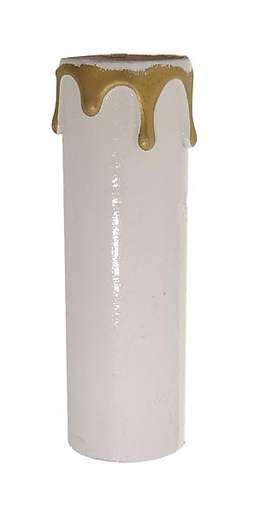 Standard Base, Plastic Candle Cover, White/Gold