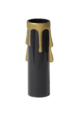 2" Tall Black Color Plastic Candelabra Candle Cover with Gold Drips