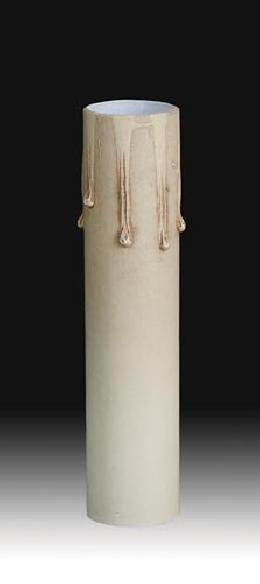 Antique Ivory Tinted Candelabra Size Drip Paper Board Candle Cover, Choice of Height