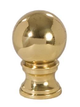 Ball Style Solid Brass Lamp Finial - Polished and Lacq., 1 3/8" ht.