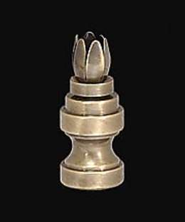 1 1/4" Prong Finial Base, Solid Brass w/Antique Finish