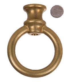 Large, Heavy Brass Lamp Loop, 3-1/2 Inch diameter, 4-1/2 Inch height, with wire way