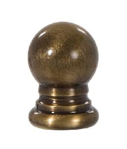 Ball Style Solid Brass Lamp Finial - Antique Brass, 1" ht.