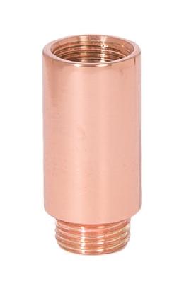 1-1/16" Tall Brass Lamp Transition Coupling, 1/8F x 1/8M Taps, Polished Copper