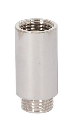 1-1/16" Tall Brass Lamp Transition Coupling, 1/8F x 1/8M Taps, Polished Nickel