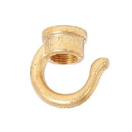 Unfinished Rounded Small Brass Hook w/Wire Way, 1/8F