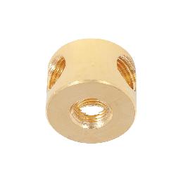 7/8" Tall Unfinished Brass Straight Disc Armback, 1/4F Bottom, 3 Side Holes Tapped 1/4F
