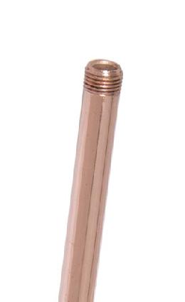 Polished Copper Finish Steel Fixture Stem Lamp Pipe, Both Ends Threaded 1/8 IP, Choice of Length