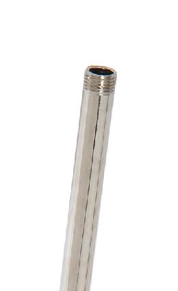 Polished Nickel Finish Steel Fixture Stem Lamp Pipe, Both Ends Threaded 1/8 IP, Choice of Length