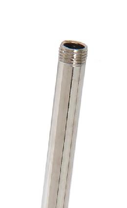 Polished Nickel Steel Fixture Stem Lamp Pipe, Both Ends Threaded 1/4 IP, Choice of Length 