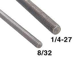 Steel, All Thread Solid Rod-  Choice of Length and Tap, 8-32 or 1/4-27