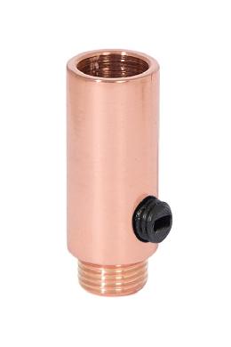 1-5/16" Brass Hollow Transition Cord Grip Bushing w/ Plastic Black Polycarbonite Set Screw, 1/8M, Polished Copper