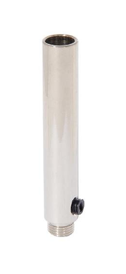 3" Tall Brass Hollow Transition Cord Grip Bushing w/Plastic Black Polycarbonite Set Screw, 1/8M, Polished Nickel