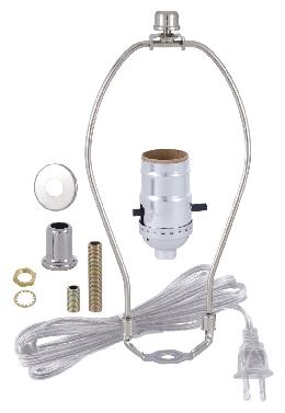 Nickel Table Lamp Wiring Kit with Push-Thru Socket