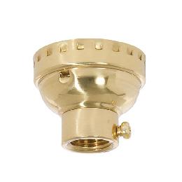 Solid Brass E-26 Lamp Socket Cap, 1/4 IP, Polished and Lacquered Finish