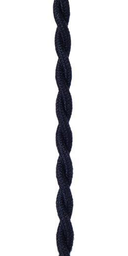 Black Cotton Twisted Pair Lamp Cord, Choice of Sold By The Foot or Bulk Size