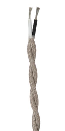 18 Gauge Clay Colored Cotton Covered Twisted Pair Lamp Cord, Choice of Length