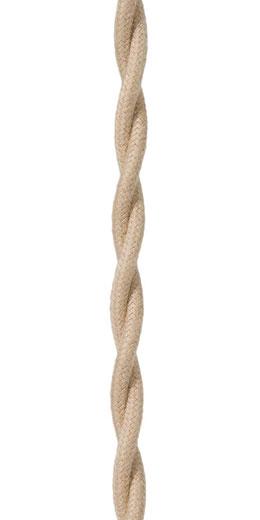 18 Gauge Tan Cotton Covered Twisted Pair Lamp Cord, Choice of Length
