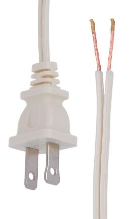Ivory, 18/2 Plastic Covered Lamp Cord Sets, Choice of SPT