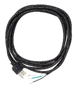 10-1/2 Ft. Black Rayon Lamp Cord Set, Molded Plug