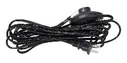 16 Ft. Black Rayon Parallel Lamp Cord Set, Mounted Foot Switch, Choice of SPT