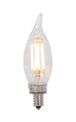 Clear 60 Watt Equivalent Candelabra Base LED CA10 Dimmable Light Bulb