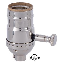 Edison Size Full Dimmer Stamped Socket In Nickel Finish