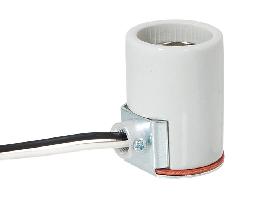 E-26 Keyless Glazed Porcelain Lamp Socket, 1/8 IPS Side Outlet Bushing with Set Screw