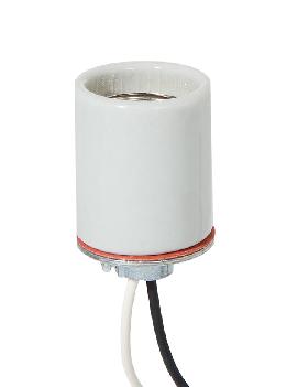 Keyless Glazed Porcelain E-26 Base Lamp Socket, 18" Lead Wires