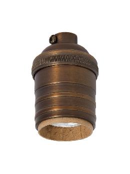 Heavy, Short Keyless Brass Lamp Socket, Antique Bronze Finish