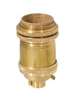 Tall Keyless Brass Socket with Ground Screw Terminal, Unfinished, Long UNO Threads
