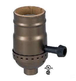 Turn-Knob (On-Off) Medium Base Lamp Socket With Antique Brass Finish