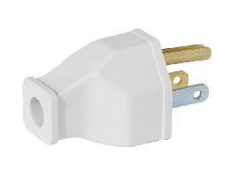 Cooper Brand White Industrial Style 2-Pole, 3-Wire Grounded Plug, Fits SVT & SJT Wire 