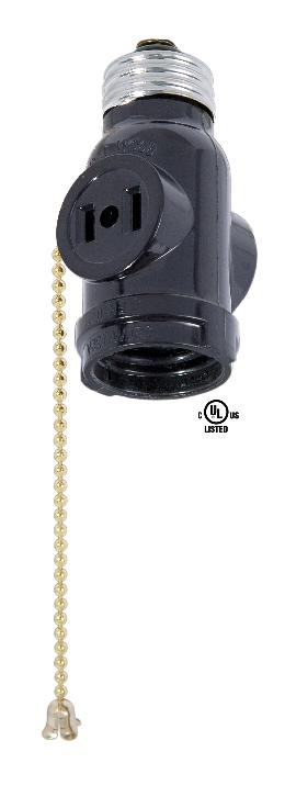 Pull Chain Two Outlet Socket Adapter