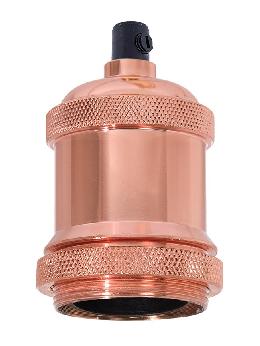Die Cast Aluminum E-26 Socket Cover with E-26 Socket and Mounting Hardware, Polished Copper