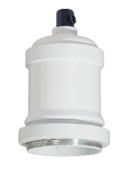 Glossy White Finish Die Cast Aluminum E-26 Socket Cover with E-26 Socket and Mounting Hardware