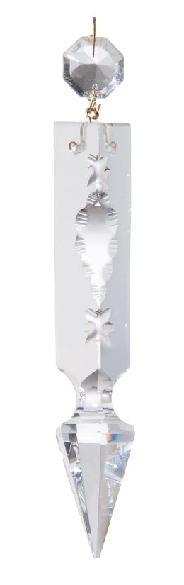High Quality, Clear Cut Spearhead Crystal Prism, 4" Long