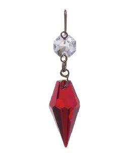 1 3/16" Ruby Glass Prism with Clear Top Bead