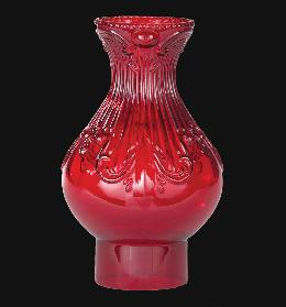 3" X 8 1/2" Ruby Glass Embossed Princess Feather Chimney