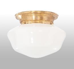 Complete Unfinished Brass Fixture Includes Opal Glass Schoolhouse Lamp Shade